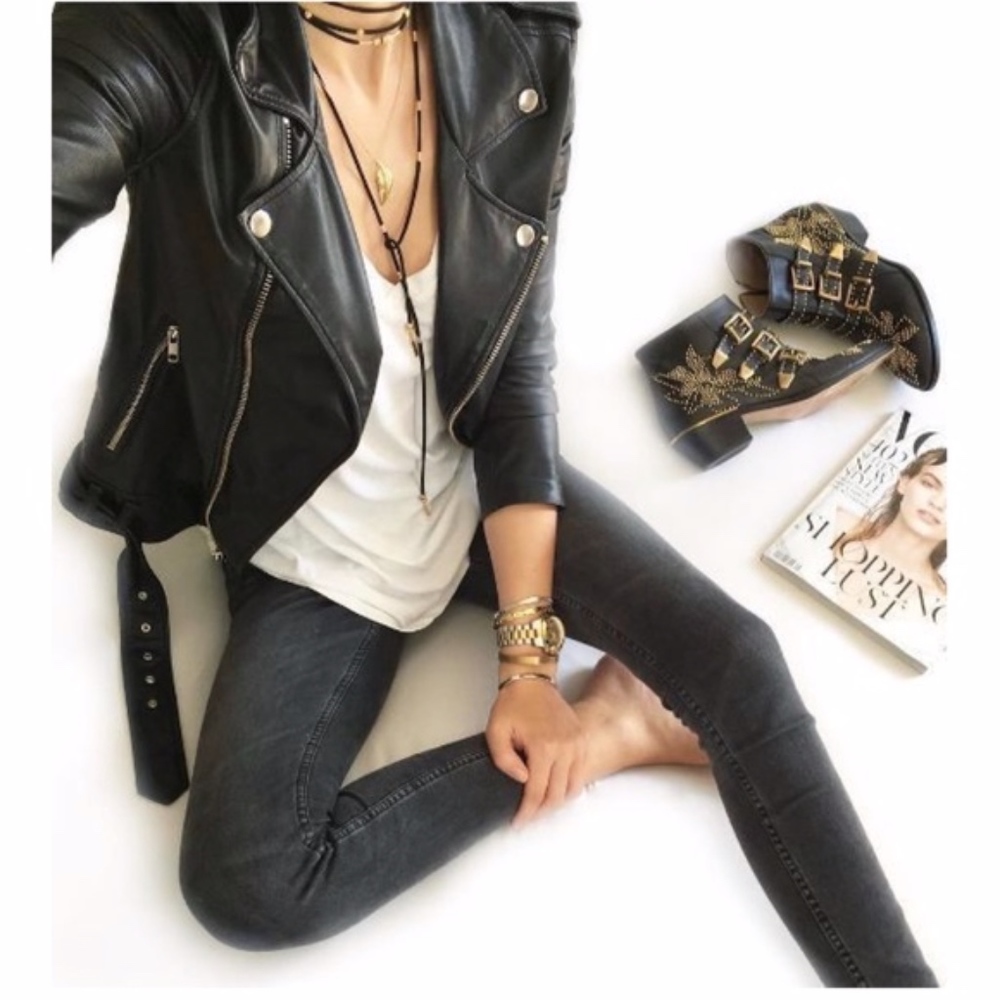 Chic Biker Jacket - BLACK - Picture 6 of 7